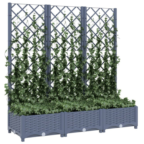 Baskets, Pots, Window Boxes Garden Planter With Trellis Dark Grey 120X40x121.5 Cm Pp