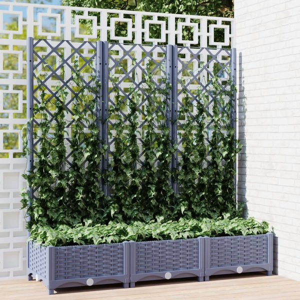 Baskets, Pots, Window Boxes Garden Planter With Trellis Dark Grey 120X40x121.5 Cm Pp