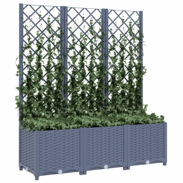 Baskets, Pots, Window Boxes Garden Planter With Trellis Dark Grey 120X40x136 Cm Pp