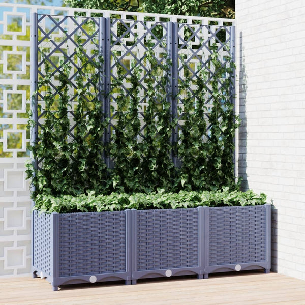 Baskets, Pots, Window Boxes Garden Planter With Trellis Dark Grey 120X40x136 Cm Pp