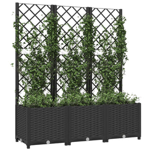 Baskets, Pots, Window Boxes Garden Planter With Trellis Black 120X40x136 Cm Pp