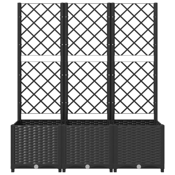 Baskets, Pots, Window Boxes Garden Planter With Trellis Black 120X40x136 Cm Pp