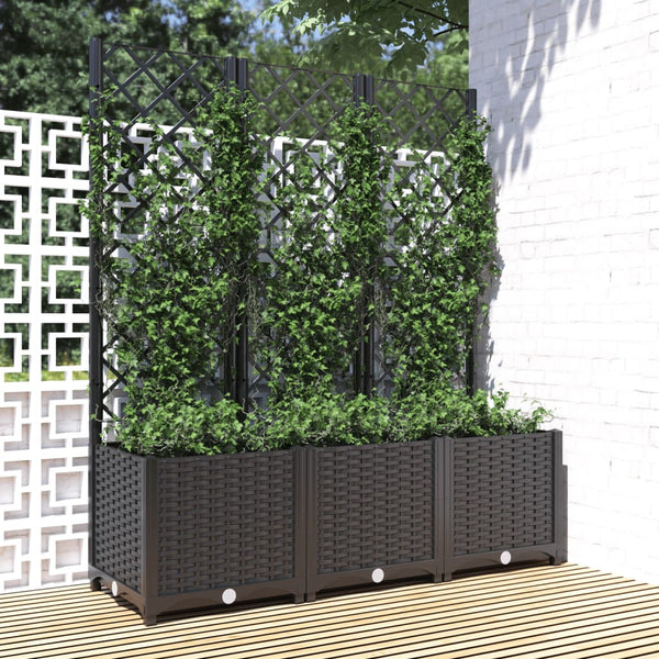 Baskets, Pots, Window Boxes Garden Planter With Trellis Black 120X40x136 Cm Pp