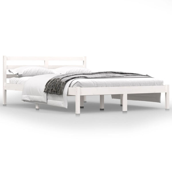 Double Bed Frames Bed Frame Solid Wood Pine White 137X187 Cm Double Size