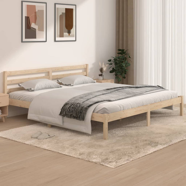 King Bed Frames Bed Frame Solid Wood Pine 183X203 Cm King Size