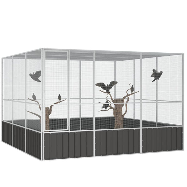 Small Animal Cages & Hutches Bird Cage Anthracite 302.5X324.5X211.5 Cm Galvanised Steel