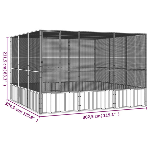 Small Animal Cages & Hutches Bird Cage Anthracite 302.5X324.5X211.5 Cm Galvanised Steel