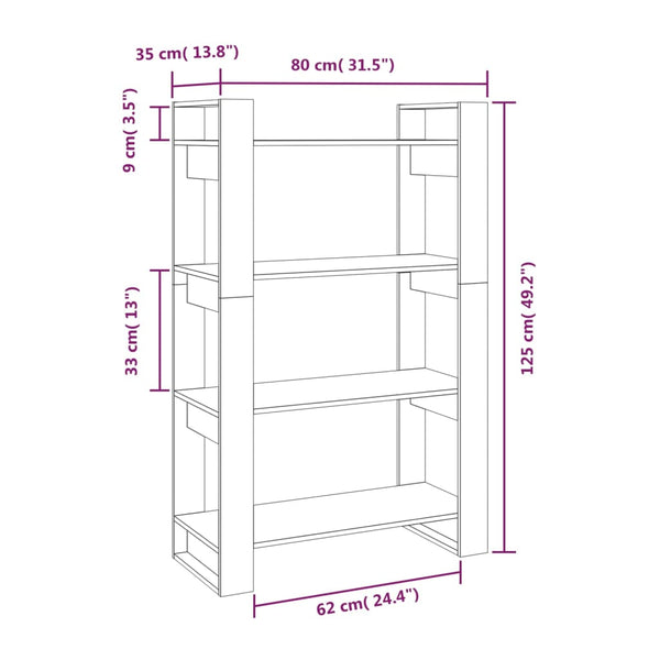 Cabinets & Cupboards Book Cabinet/Room Divider 80X35x125 Cm Solid Wood Pine