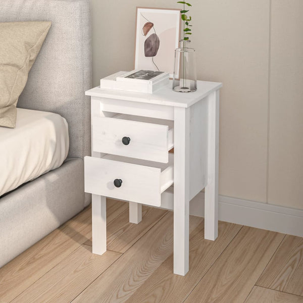 Bedside Tables Bedside Cabinet White 40X35x61.5 Cm Solid Wood Pine