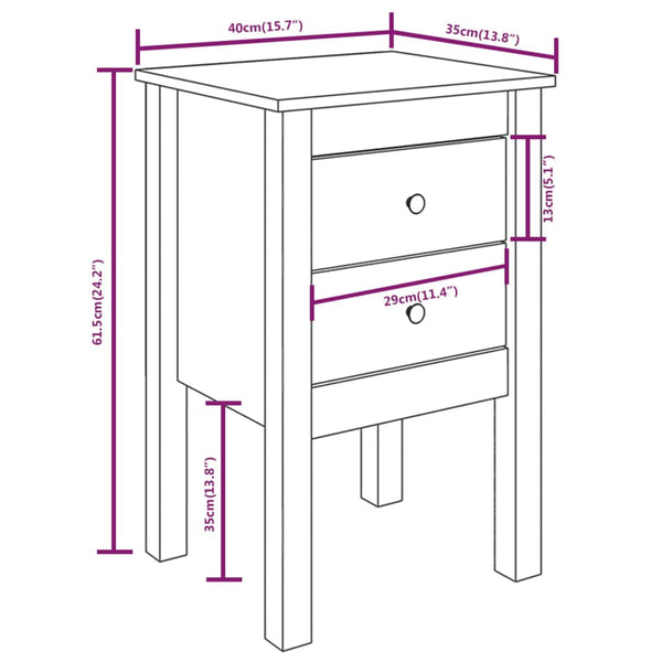 Bedside Tables Bedside Cabinet White 40X35x61.5 Cm Solid Wood Pine