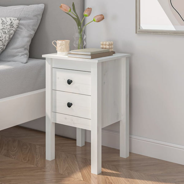 Bedside Tables Bedside Cabinet White 40X35x61.5 Cm Solid Wood Pine