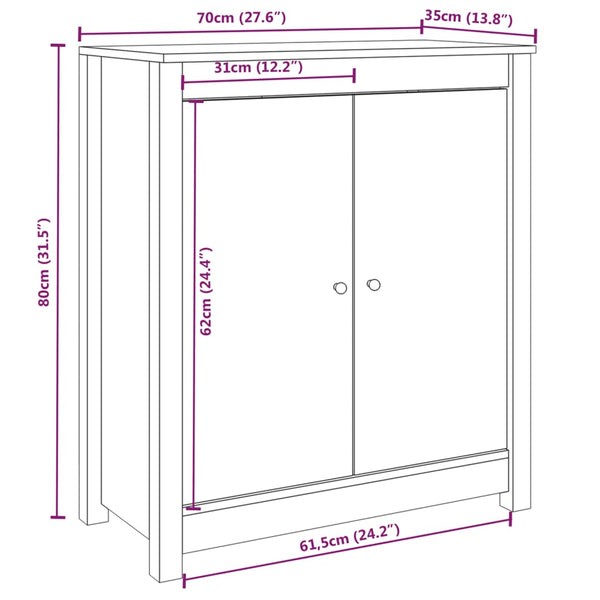 Sideboards & Buffets Sideboard White 70X35x80 Cm Solid Wood Pine