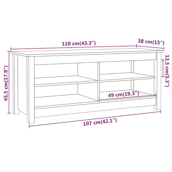 Benches Shoe Bench 110X38x45.5 Cm Solid Wood Pine