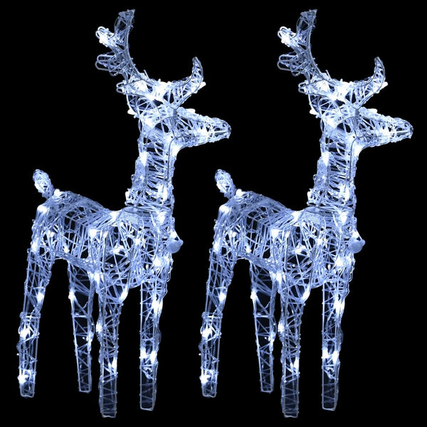 Seasonal Decorations Christmas Reindeers 2 Pcs Cold White 80 Leds Acrylic