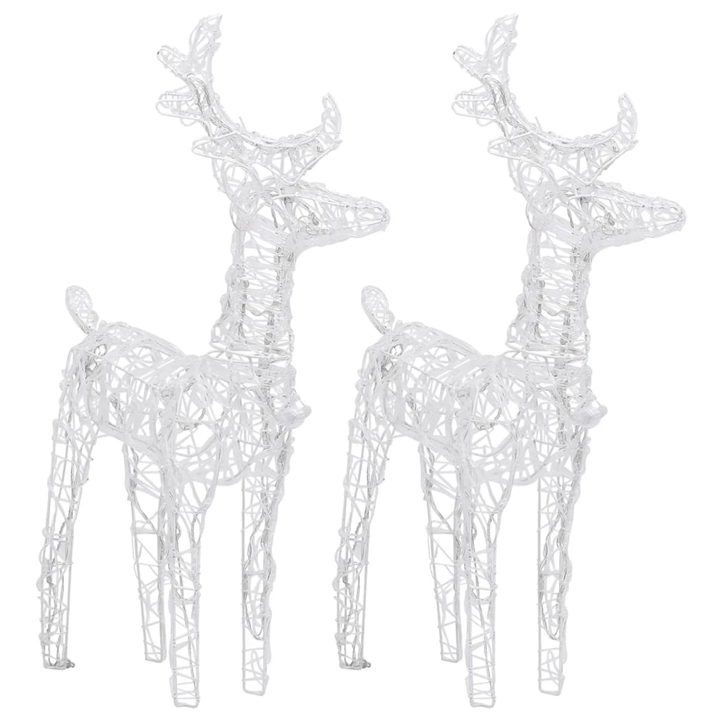 Seasonal Decorations Christmas Reindeers 2 Pcs Cold White 80 Leds Acrylic