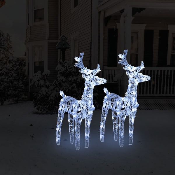 Seasonal Decorations Christmas Reindeers 2 Pcs Cold White 80 Leds Acrylic