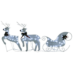 Seasonal Decorations Reindeer & Sleigh Christmas Decoration 60 Leds Outdoor White