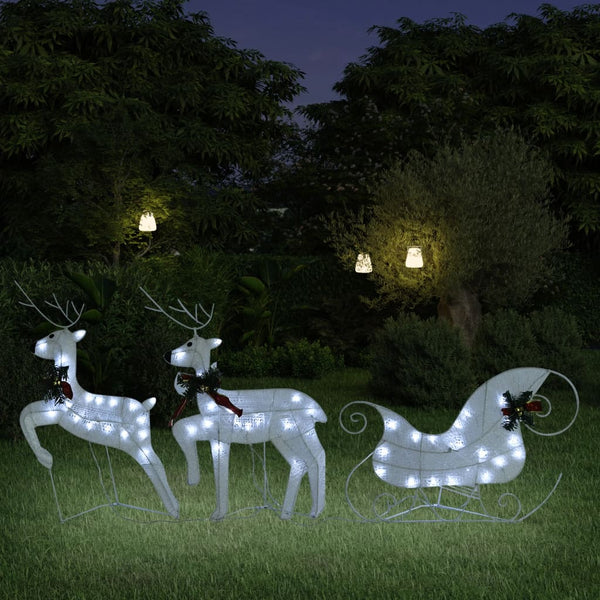 Seasonal Decorations Reindeer & Sleigh Christmas Decoration 60 Leds Outdoor White