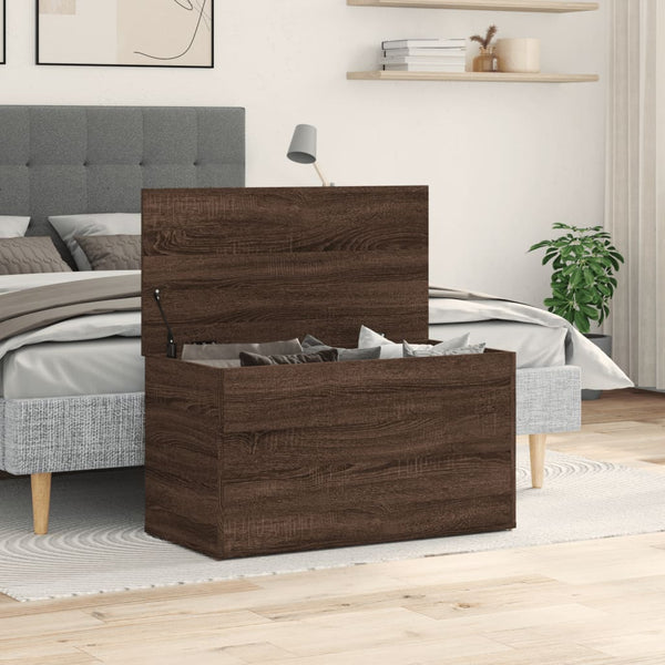 Blanket Boxes Storage Chest Brown Oak 84X42x46 Cm Engineered Wood