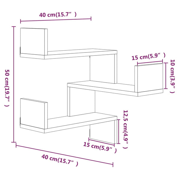 Bookshelves Wall Corner Shelves 2 Pcs Smoked Oak 40X40x50 Cm Engineered Wood