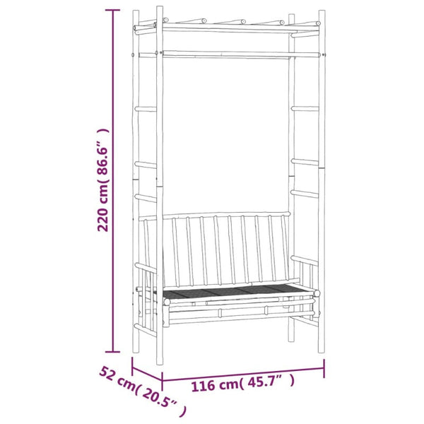 Benches Garden Bench With Pergola 116 Cm Bamboo