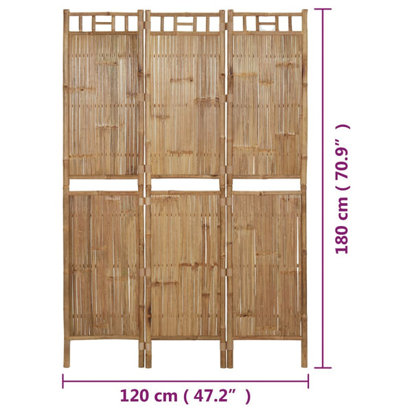 Screens & Room Dividers 3 Panel Room Divider Bamboo 120X180 Cm