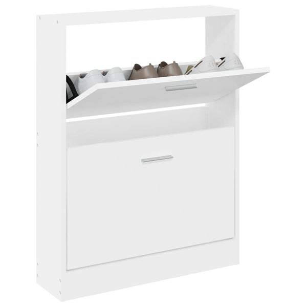 Shoe Cabinets Shoe Cabinet White 59X17x81 Cm Engineered Wood