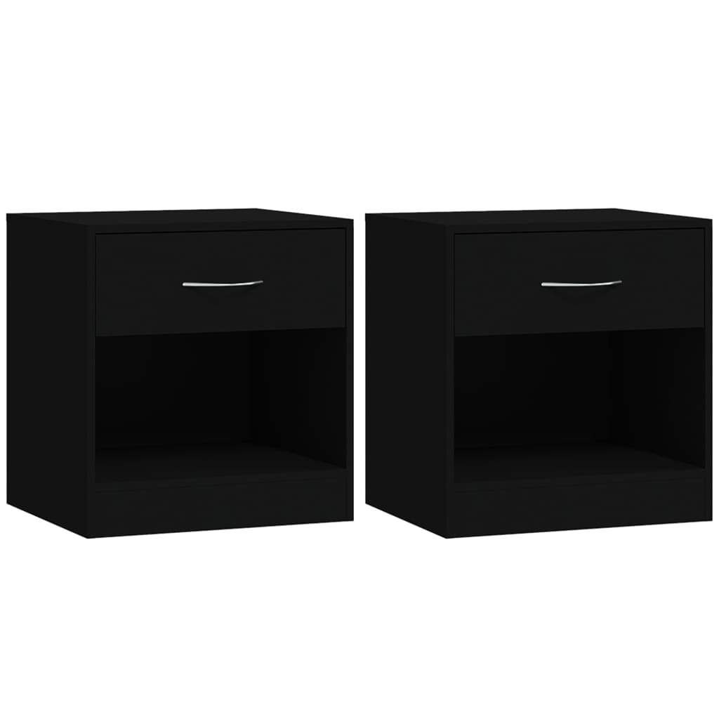 Bedside Tables Bedside Cabinets 2 Pcs With Drawer Black