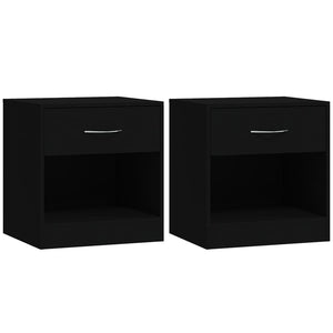 Bedside Tables Bedside Cabinets 2 Pcs With Drawer Black