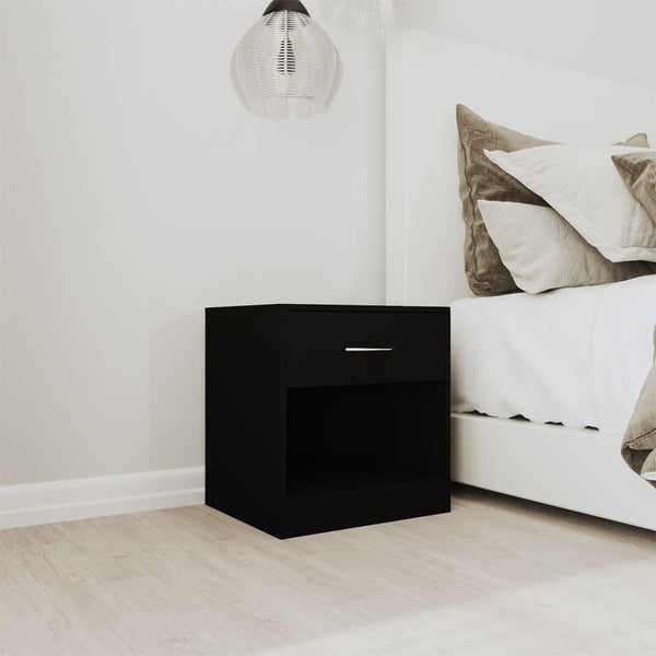 Bedside Tables Bedside Cabinets 2 Pcs With Drawer Black