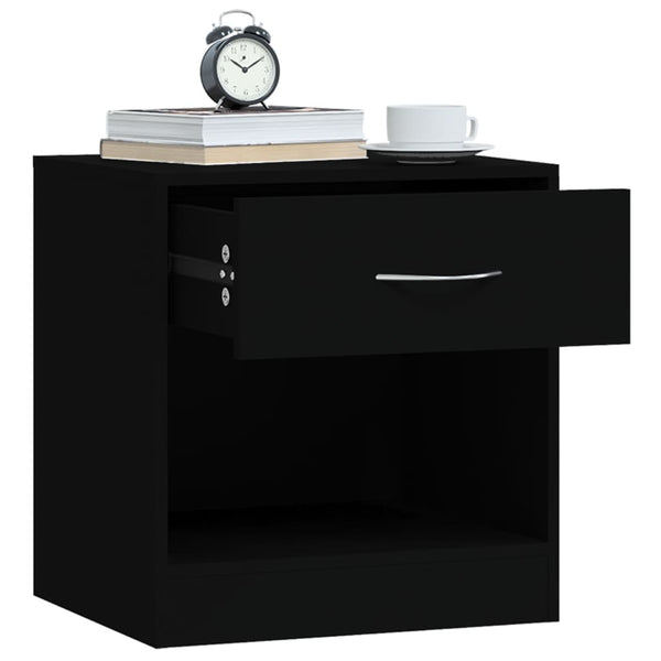 Bedside Tables Bedside Cabinets 2 Pcs With Drawer Black