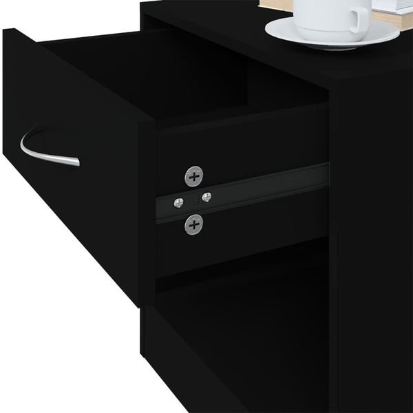 Bedside Tables Bedside Cabinets 2 Pcs With Drawer Black