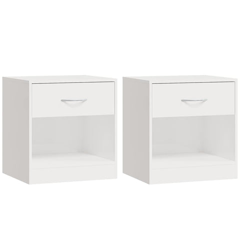 Bedside Tables Bedside Cabinets 2 Pcs With Drawer High Gloss White