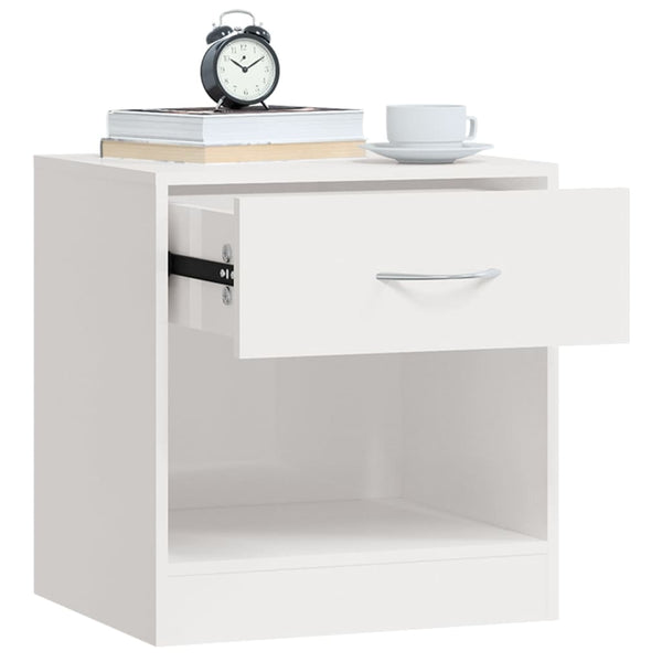 Bedside Tables Bedside Cabinets 2 Pcs With Drawer High Gloss White