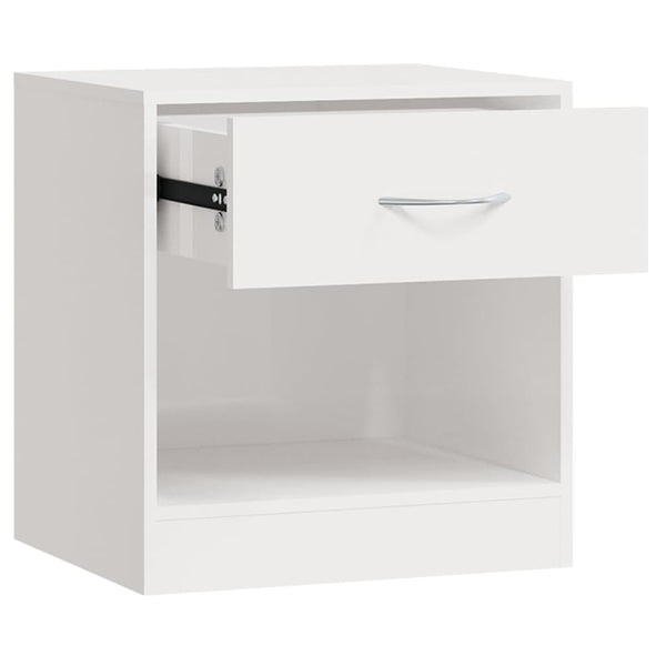 Bedside Tables Bedside Cabinets 2 Pcs With Drawer High Gloss White