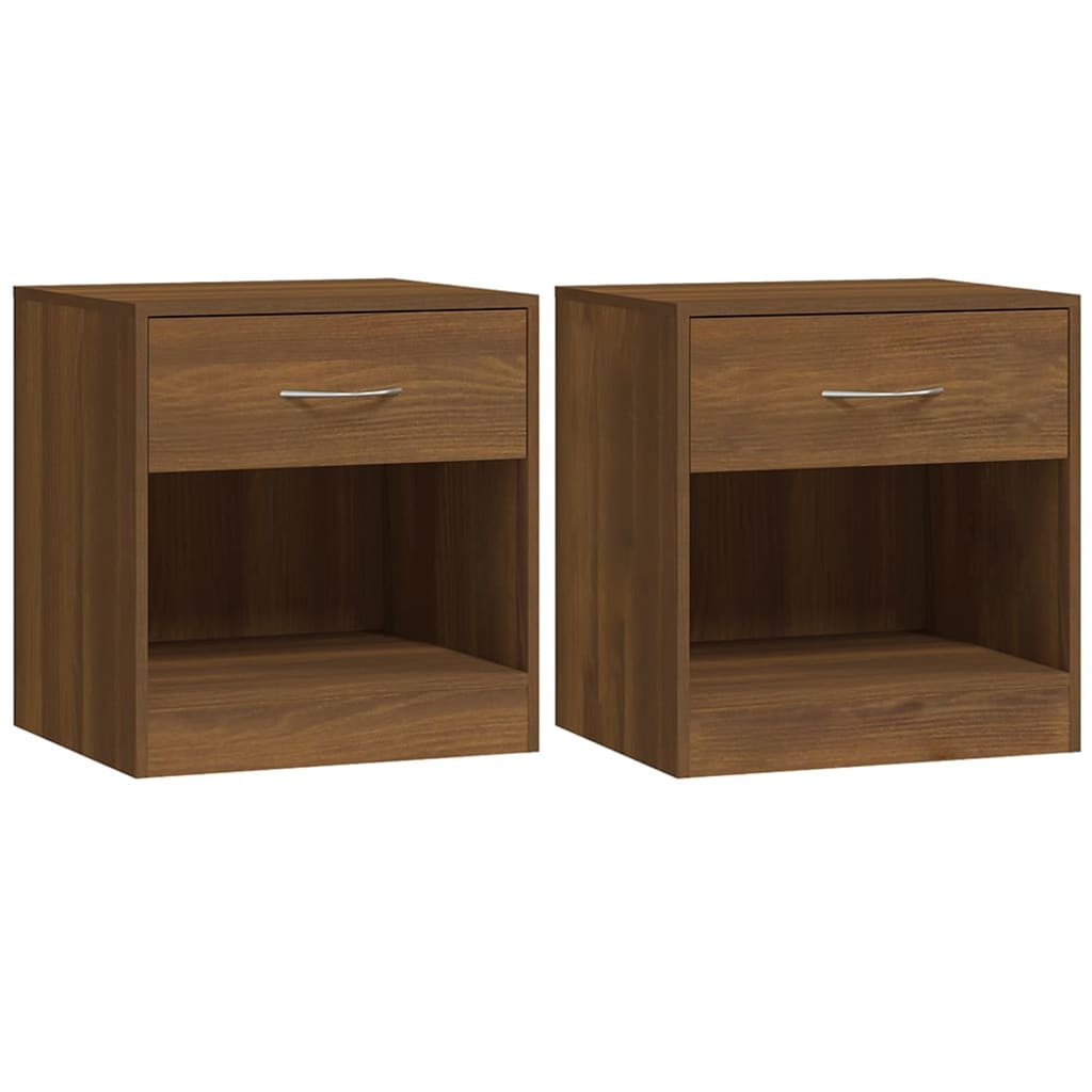 Bedside Tables Bedside Cabinets 2 Pcs With Drawer Brown Oak