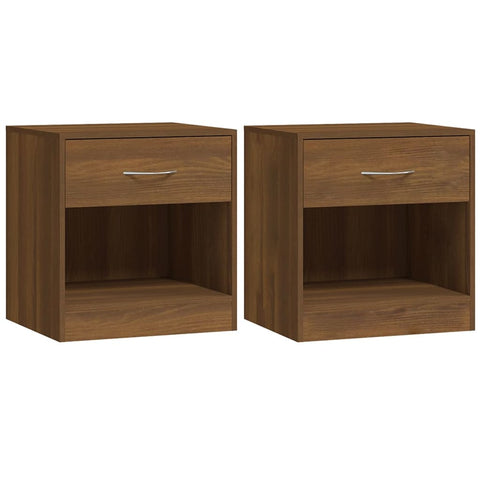 Bedside Tables Bedside Cabinets 2 Pcs With Drawer Brown Oak