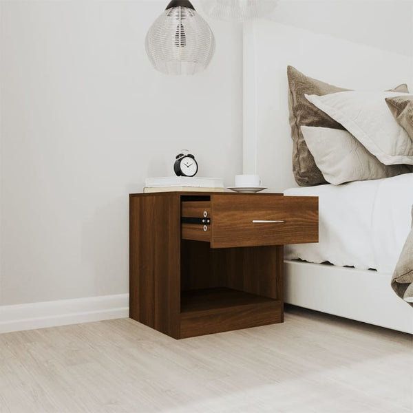 Bedside Tables Bedside Cabinets 2 Pcs With Drawer Brown Oak