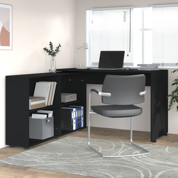 Home Office Desks Corner Desk Black Engineered Wood