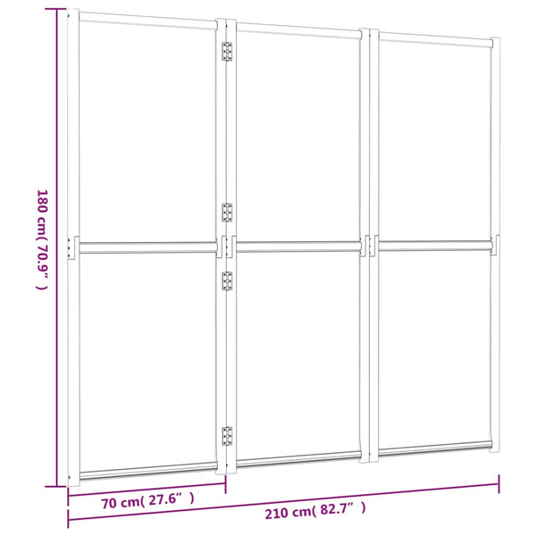 Screens & Room Dividers 3 Panel Room Divider Black 210X180 Cm