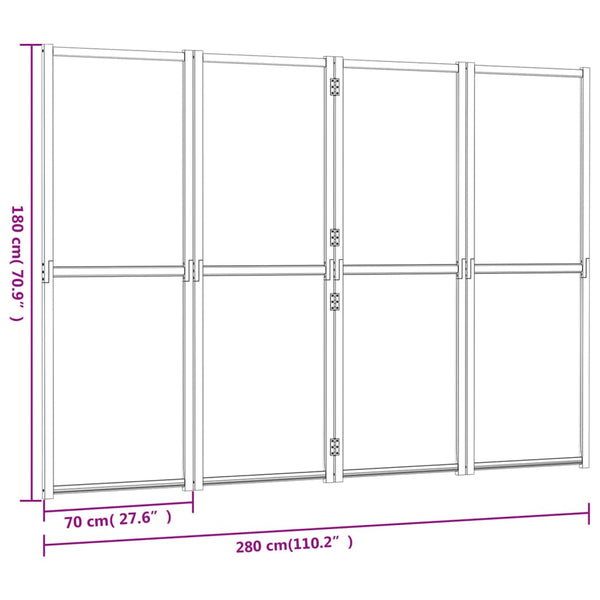 Screens & Room Dividers 4 Panel Room Divider Black 280X180 Cm