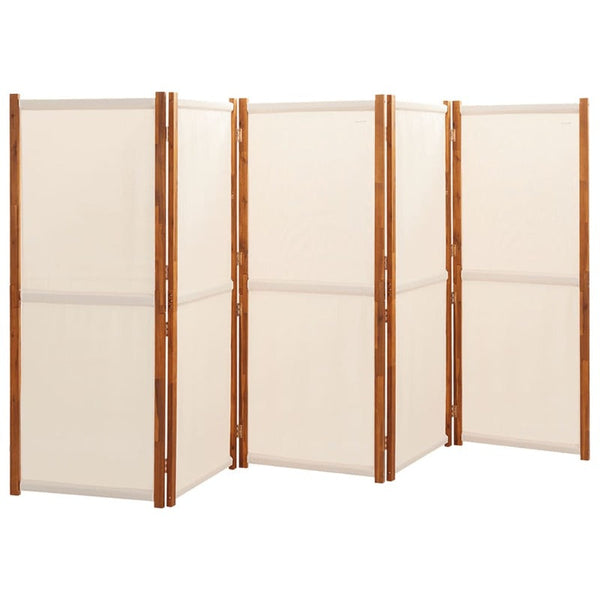 5-Panel Room Divider Cream White 350X180 Cm