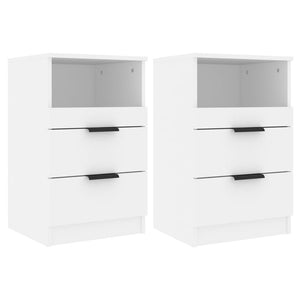 Bedside Tables Bedside Cabinets 2 Pcs White Engineered Wood