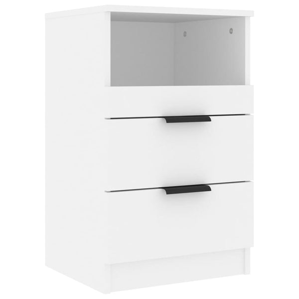 Bedside Tables Bedside Cabinets 2 Pcs White Engineered Wood