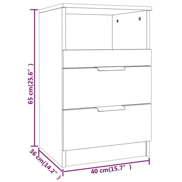 Bedside Tables Bedside Cabinets 2 Pcs White Engineered Wood