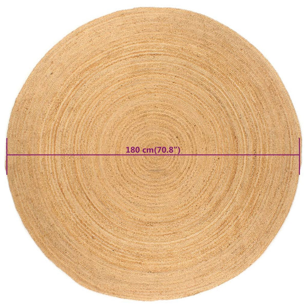 Rugs Area Rug Braided Jute 180 Cm Round