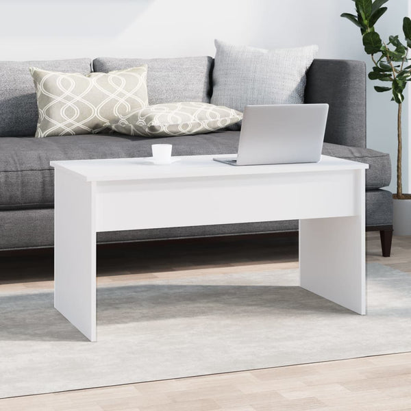 Coffee Tables Coffee Table White 102X50.5X52.5 Cm Engineered Wood