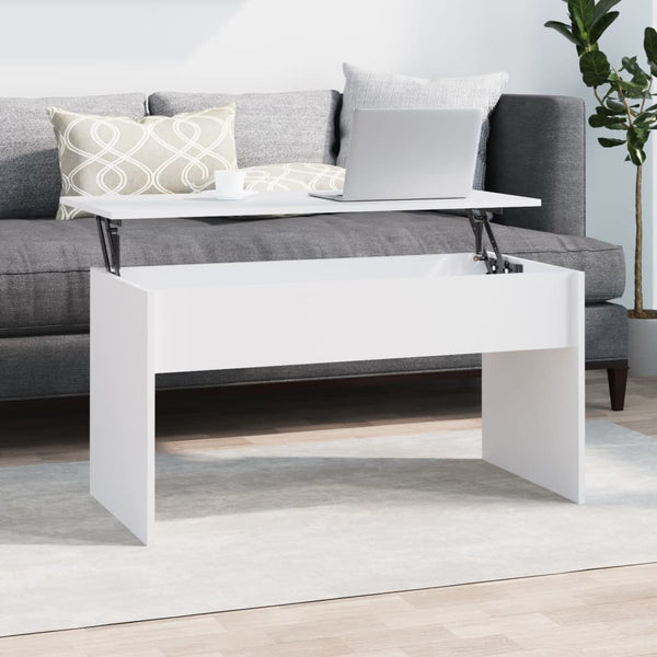 Coffee Tables Coffee Table White 102X50.5X52.5 Cm Engineered Wood