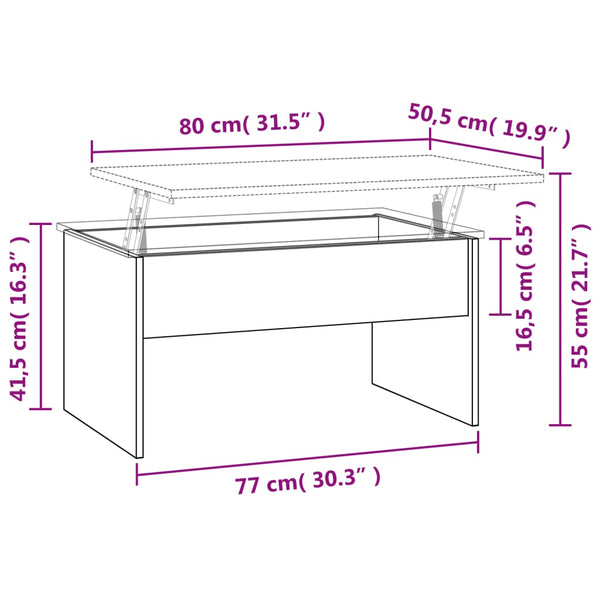 Coffee Tables Coffee Table High Gloss White 80X50.5X41.5 Cm Engineered Wood