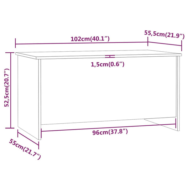 Coffee Tables Coffee Table White 102X55.5X52.5 Cm Engineered Wood